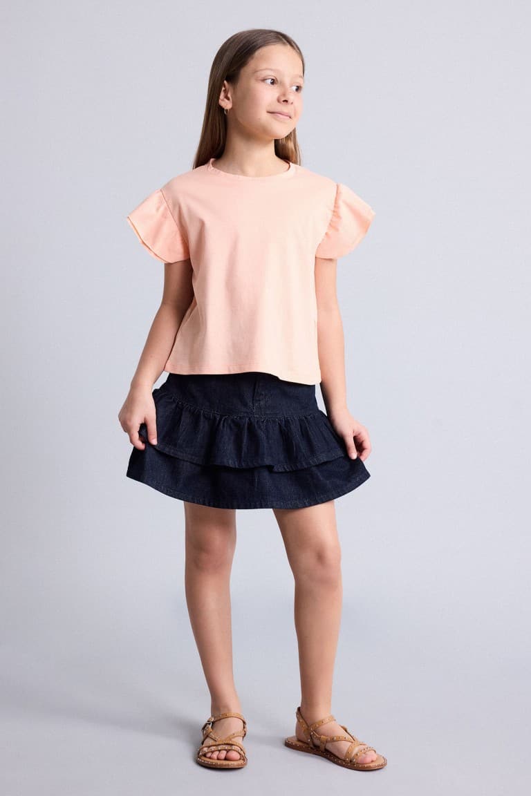Regular Crew Neck Combed Short Sleeve T-Shirt Girl
