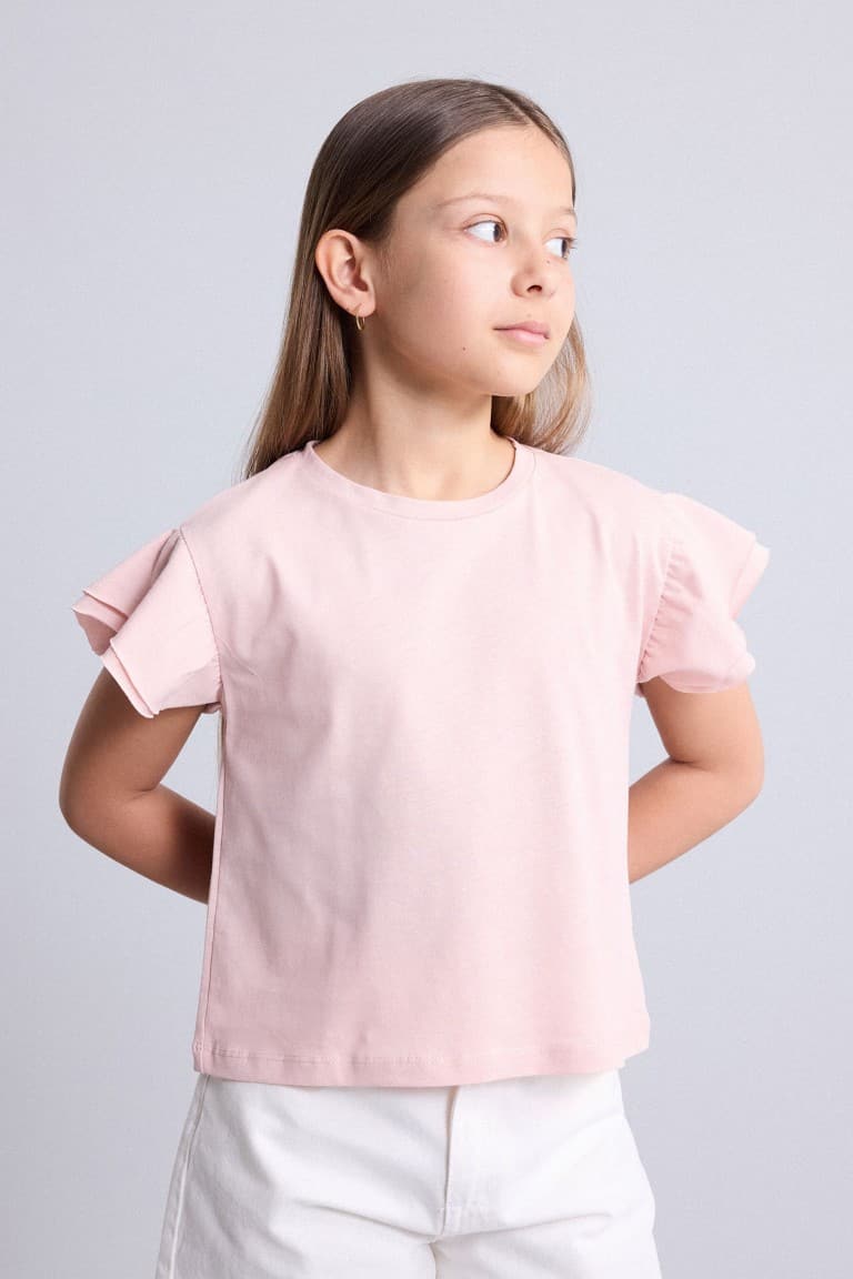 Regular Crew Neck Combed Short Sleeve T-Shirt Girl Main image
