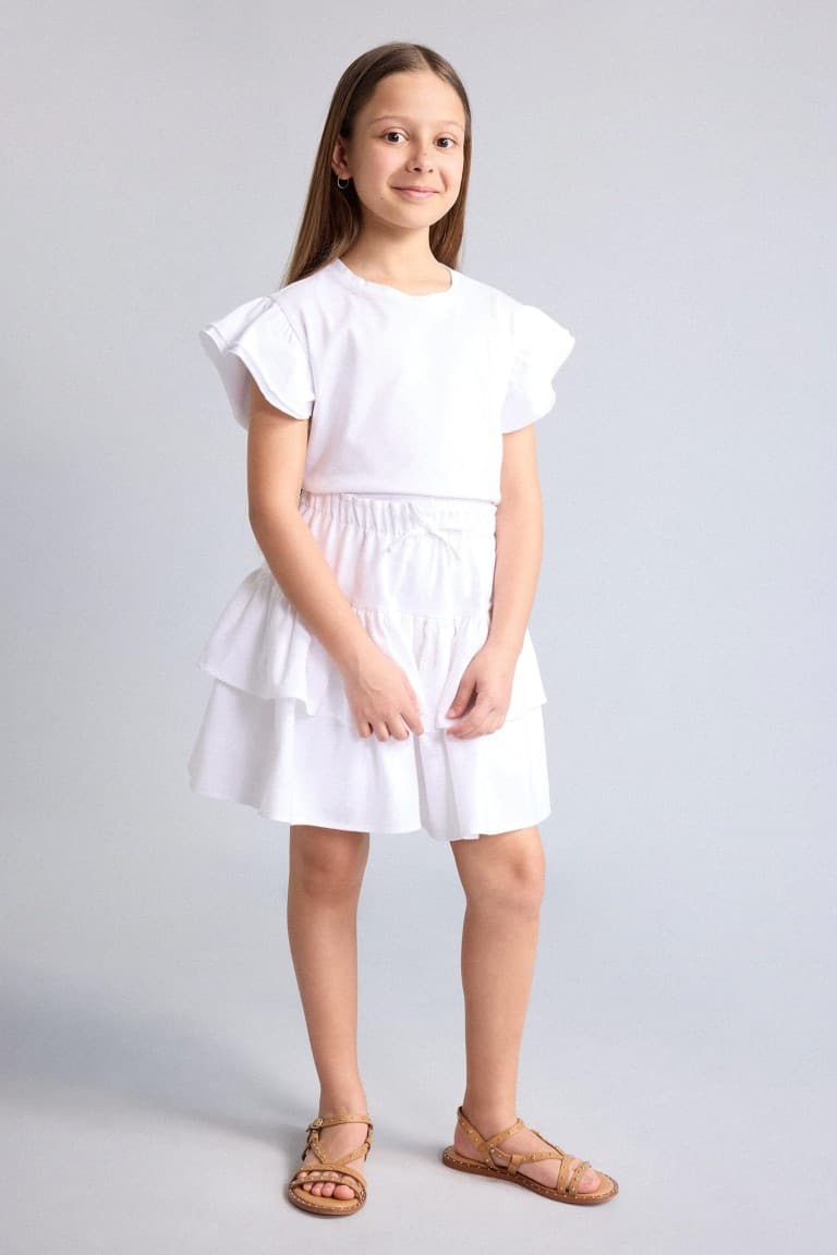 Regular Crew Neck Combed Short Sleeve T-Shirt Girl