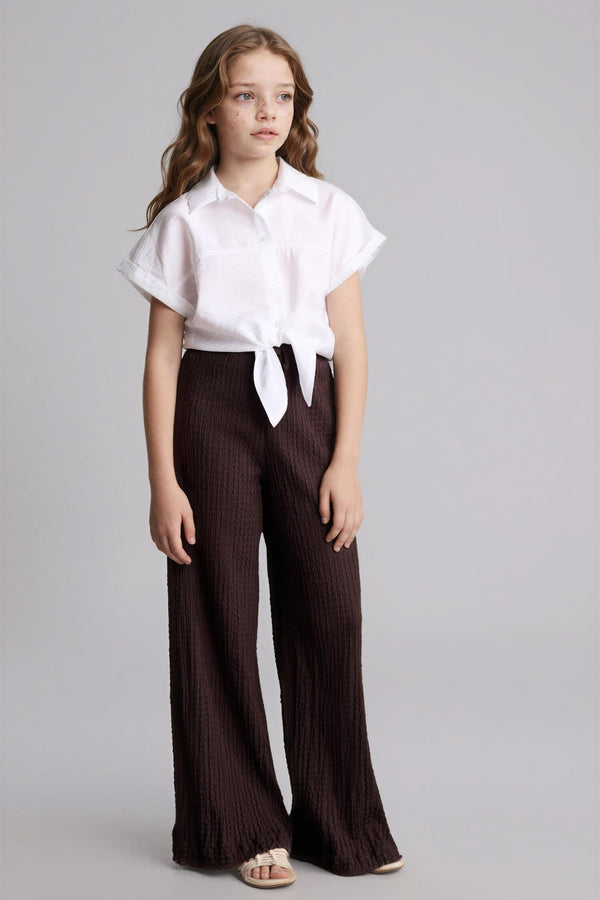 Wide Leg Crinkle Fabric Pants Girl