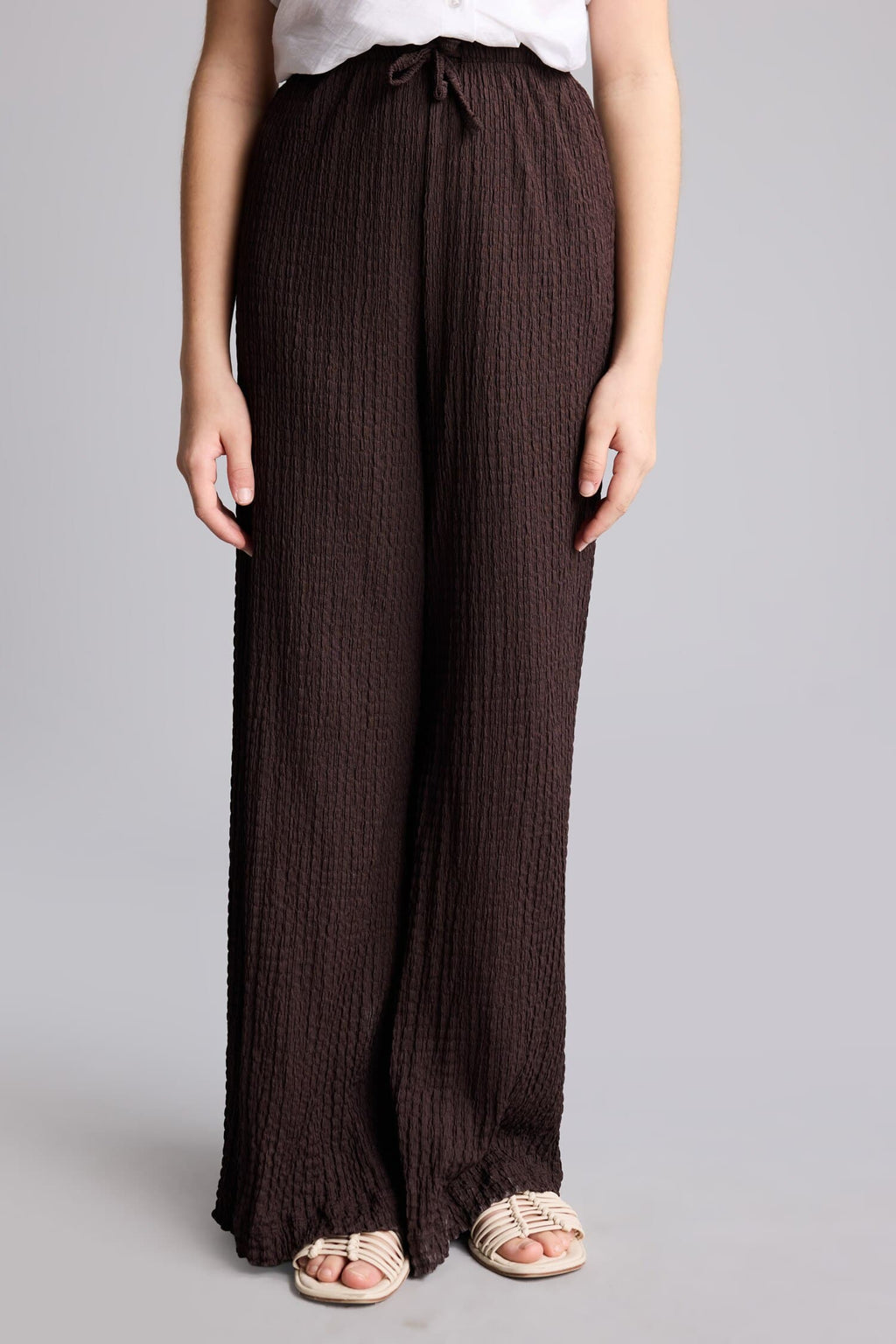Wide Leg Crinkle Fabric Pants Girl