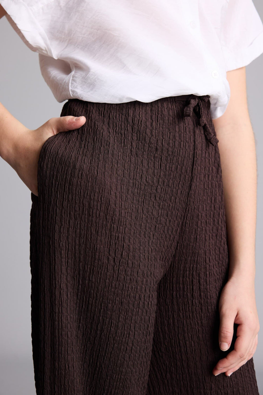 Wide Leg Crinkle Fabric Pants Girl