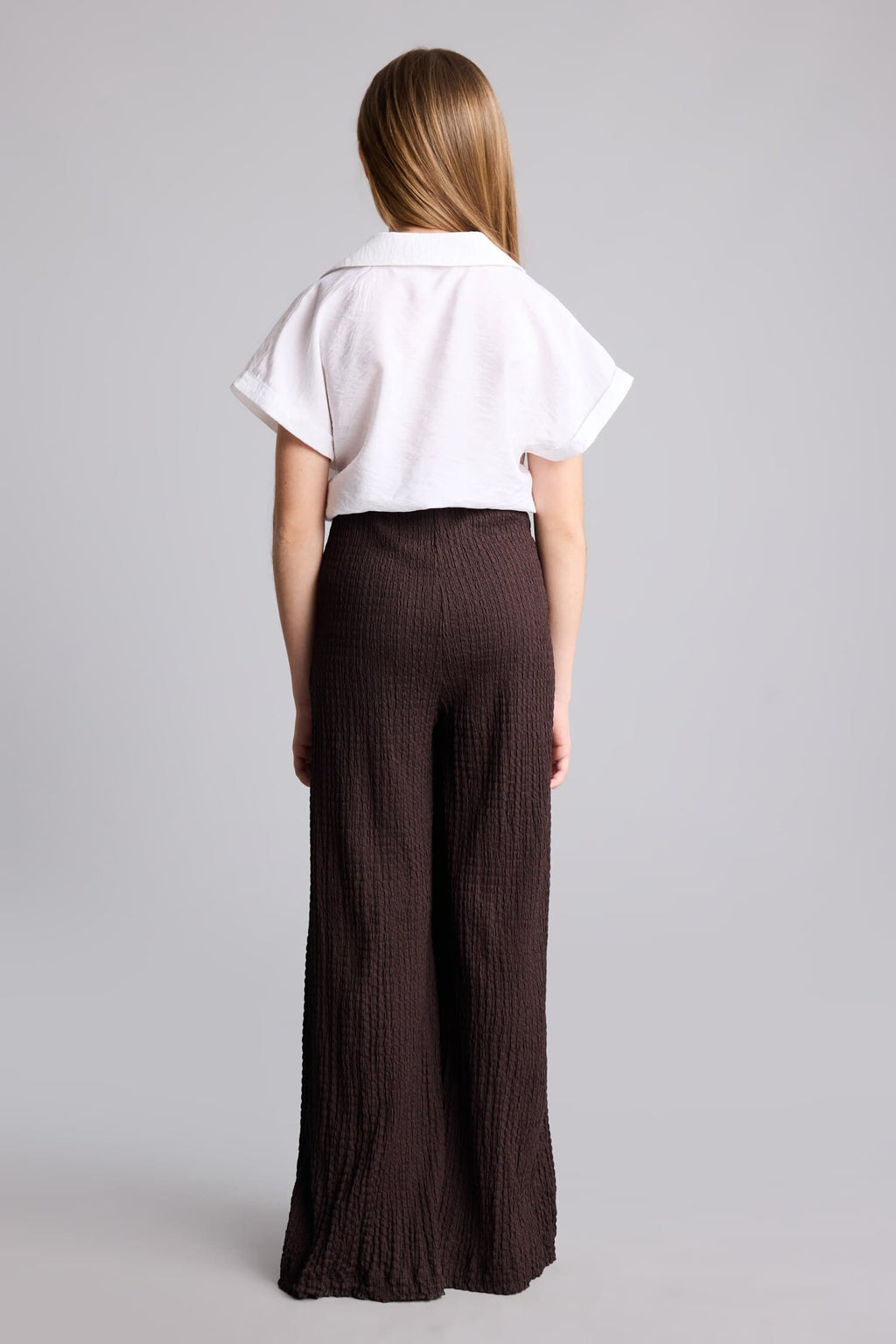 Wide Leg Crinkle Fabric Pants Girl