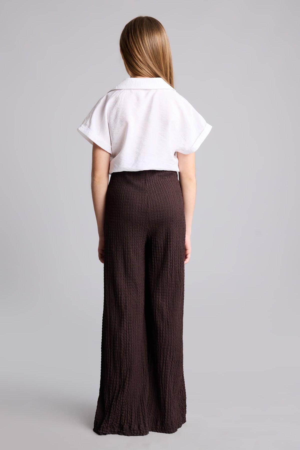 Wide Leg Crinkle Fabric Pants Girl