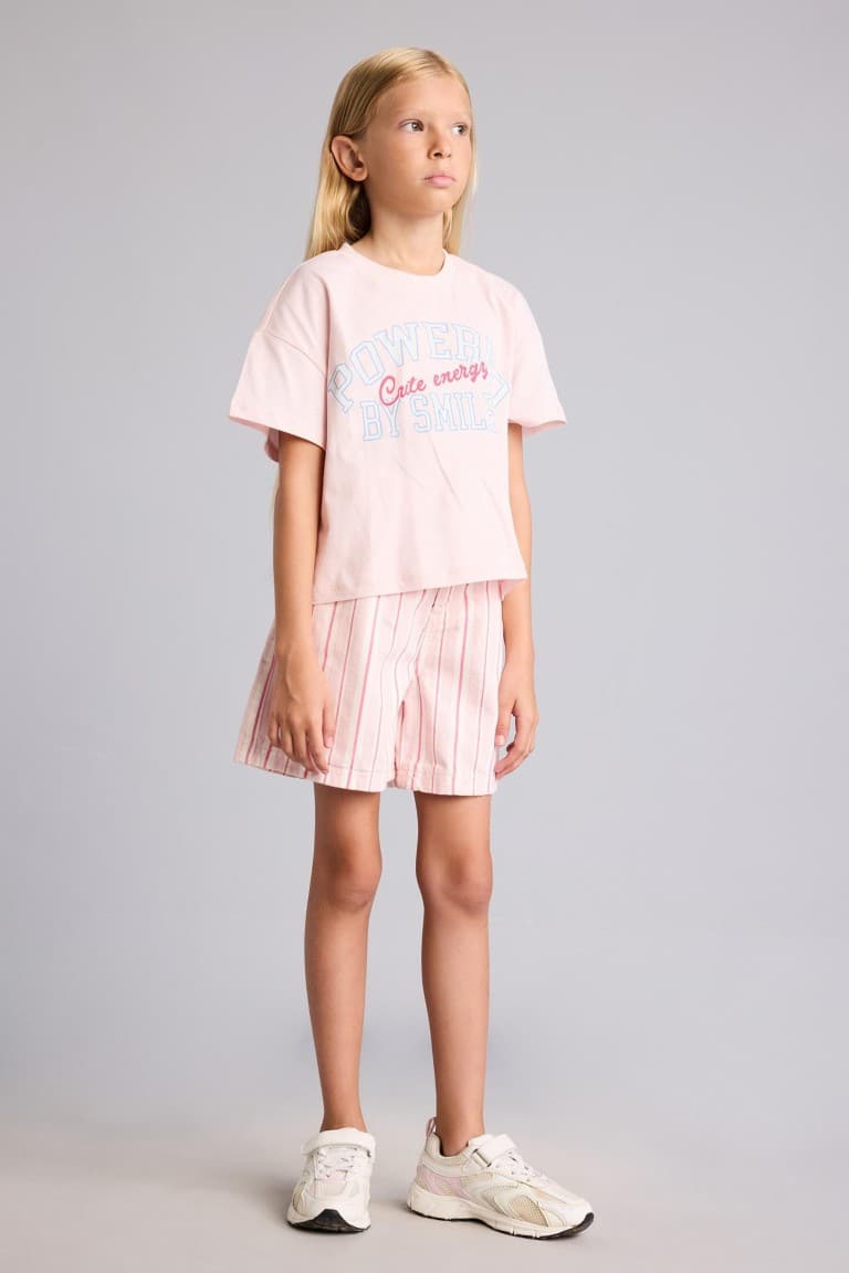 Crew Neck Slogan Printed Short Sleeve T-Shirt Girls Secondary image