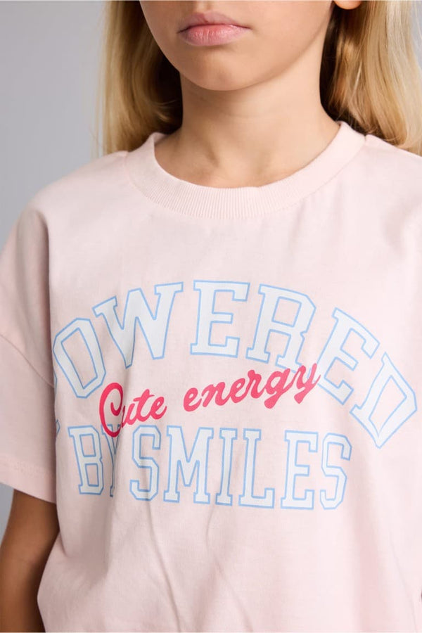 Crew Neck Slogan Printed Short Sleeve T-Shirt Girls