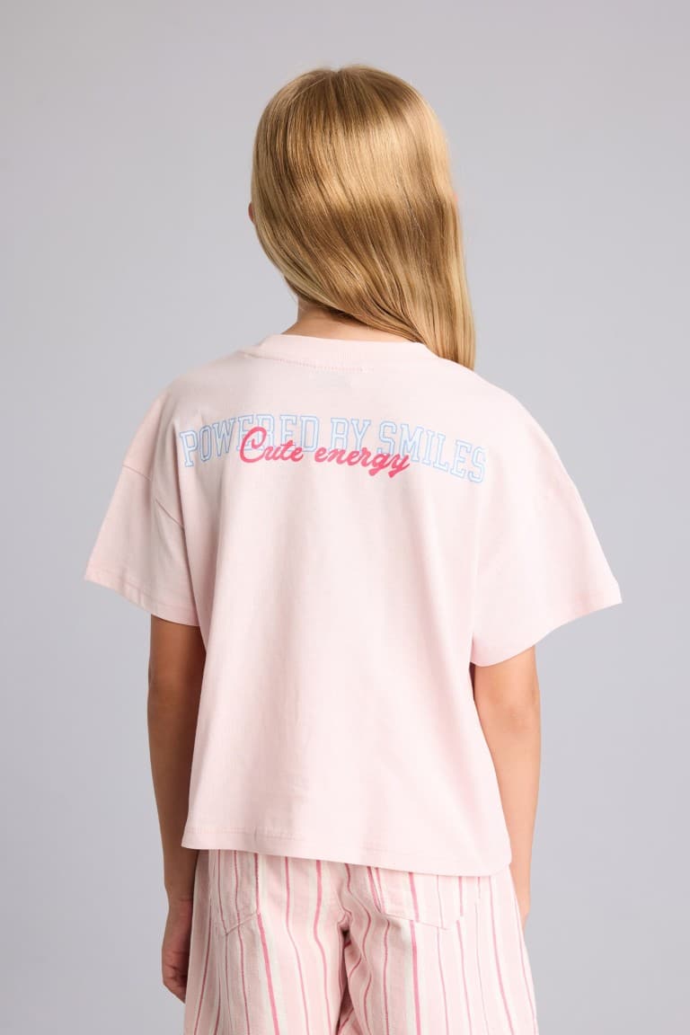 Crew Neck Slogan Printed Short Sleeve T-Shirt Girls