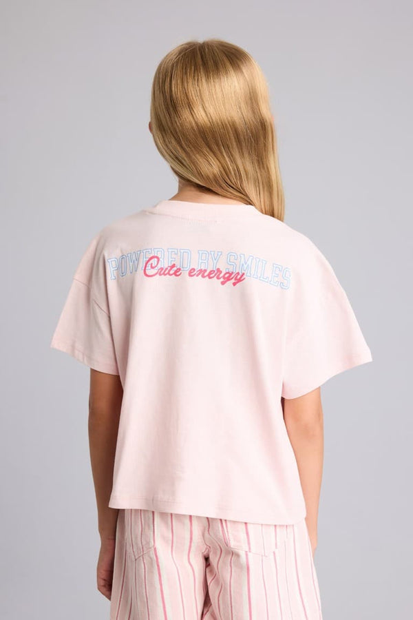 Crew Neck Slogan Printed Short Sleeve T-Shirt Girls