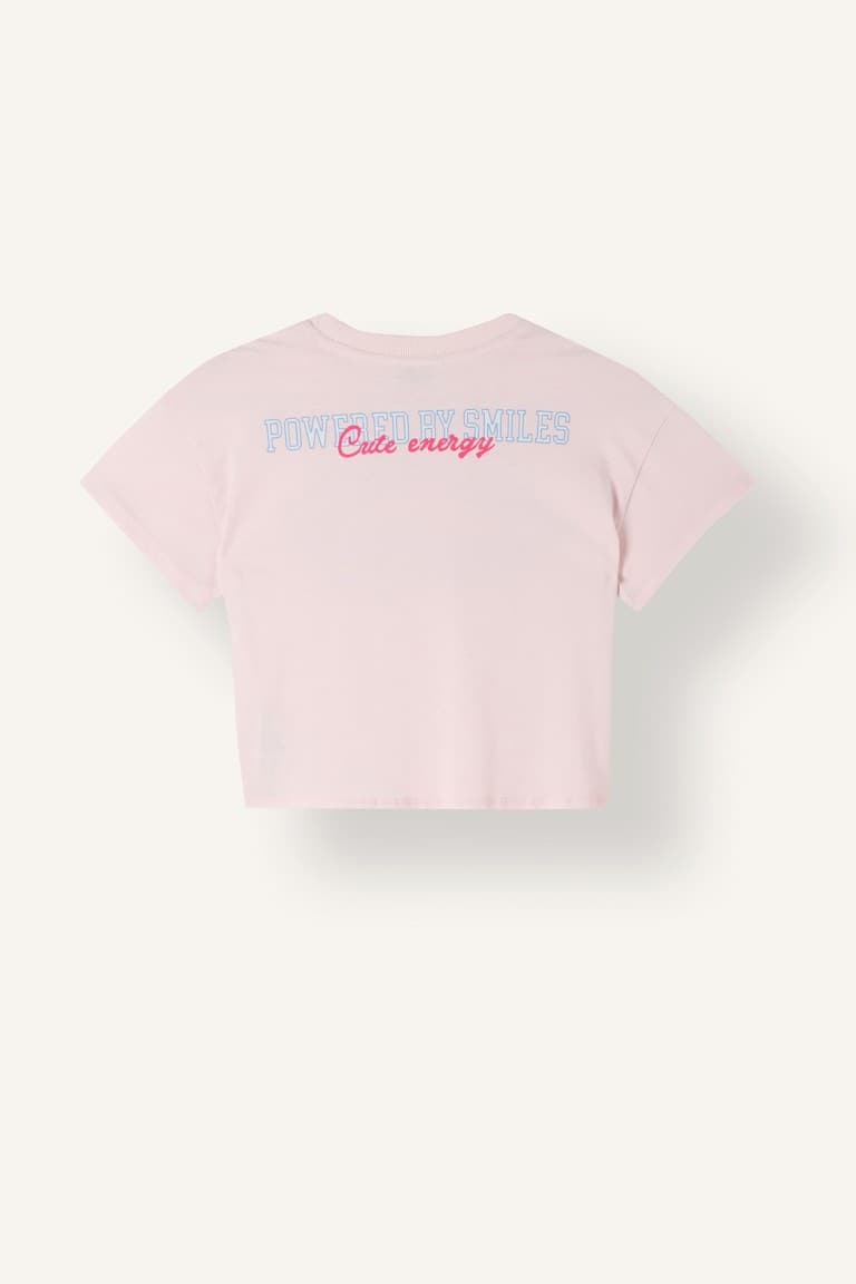 Crew Neck Slogan Printed Short Sleeve T-Shirt Girls