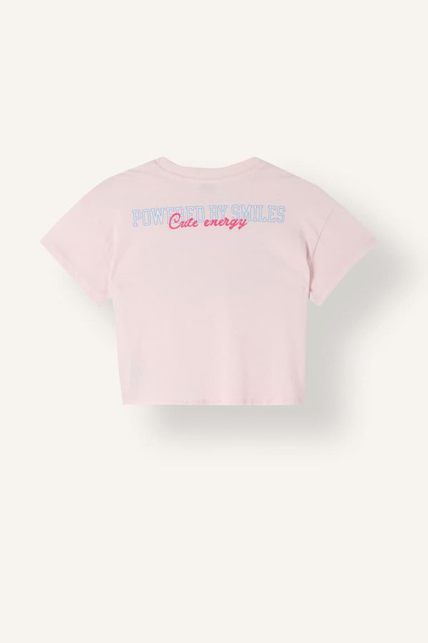 Crew Neck Slogan Printed Short Sleeve T-Shirt Girls