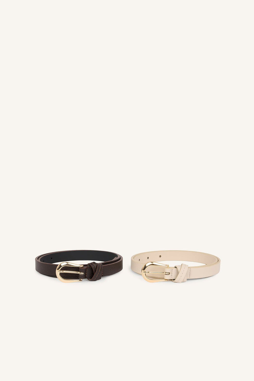 Women Oval Metal Buckle Faux Leather 2-Pack Casual Belt