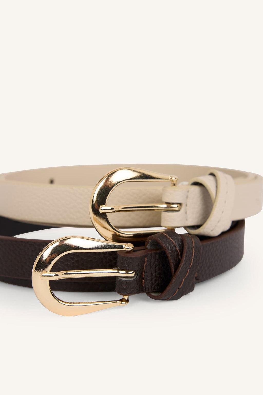 Women Oval Metal Buckle Faux Leather 2-Pack Casual Belt