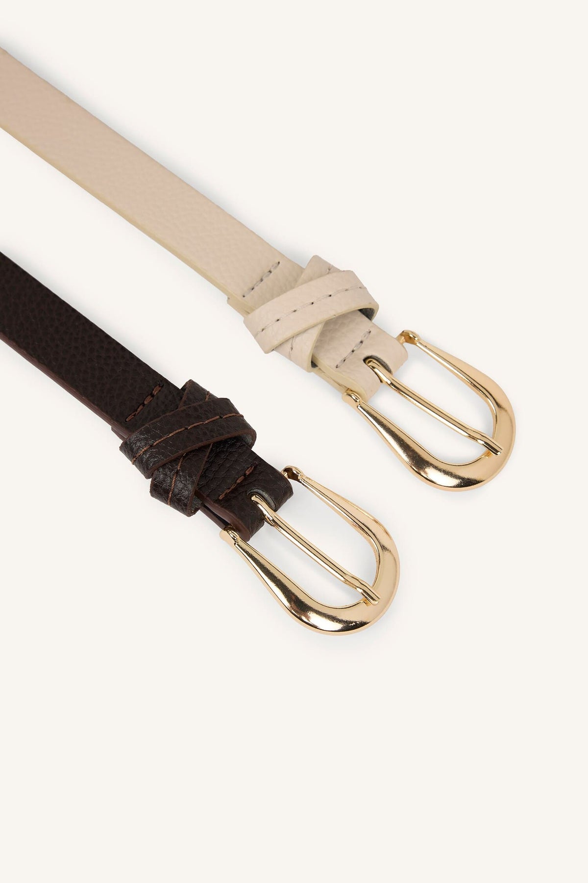 Women Oval Metal Buckle Faux Leather 2-Pack Casual Belt