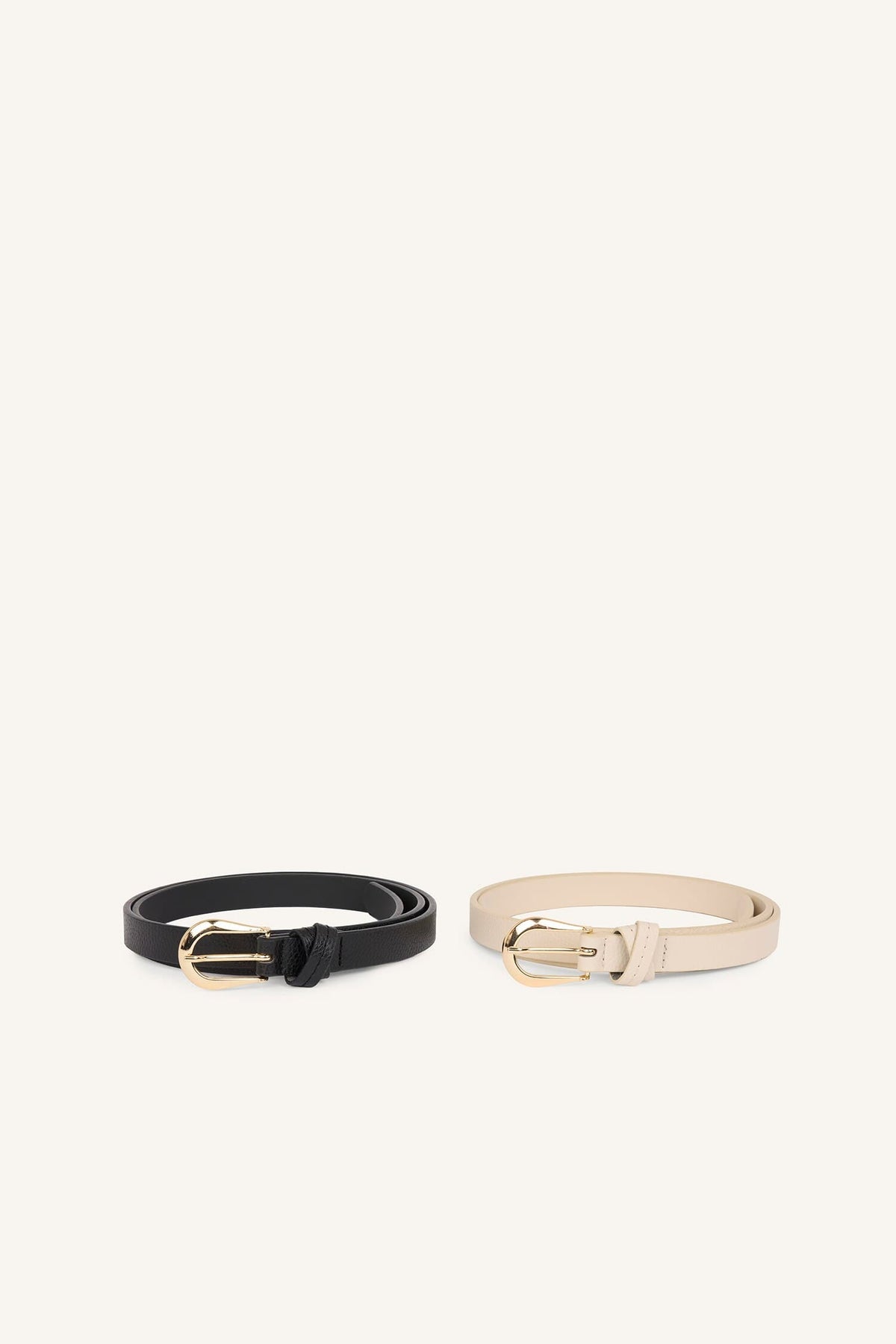 Women Oval Metal Buckle Faux Leather 2-Pack Casual Belt