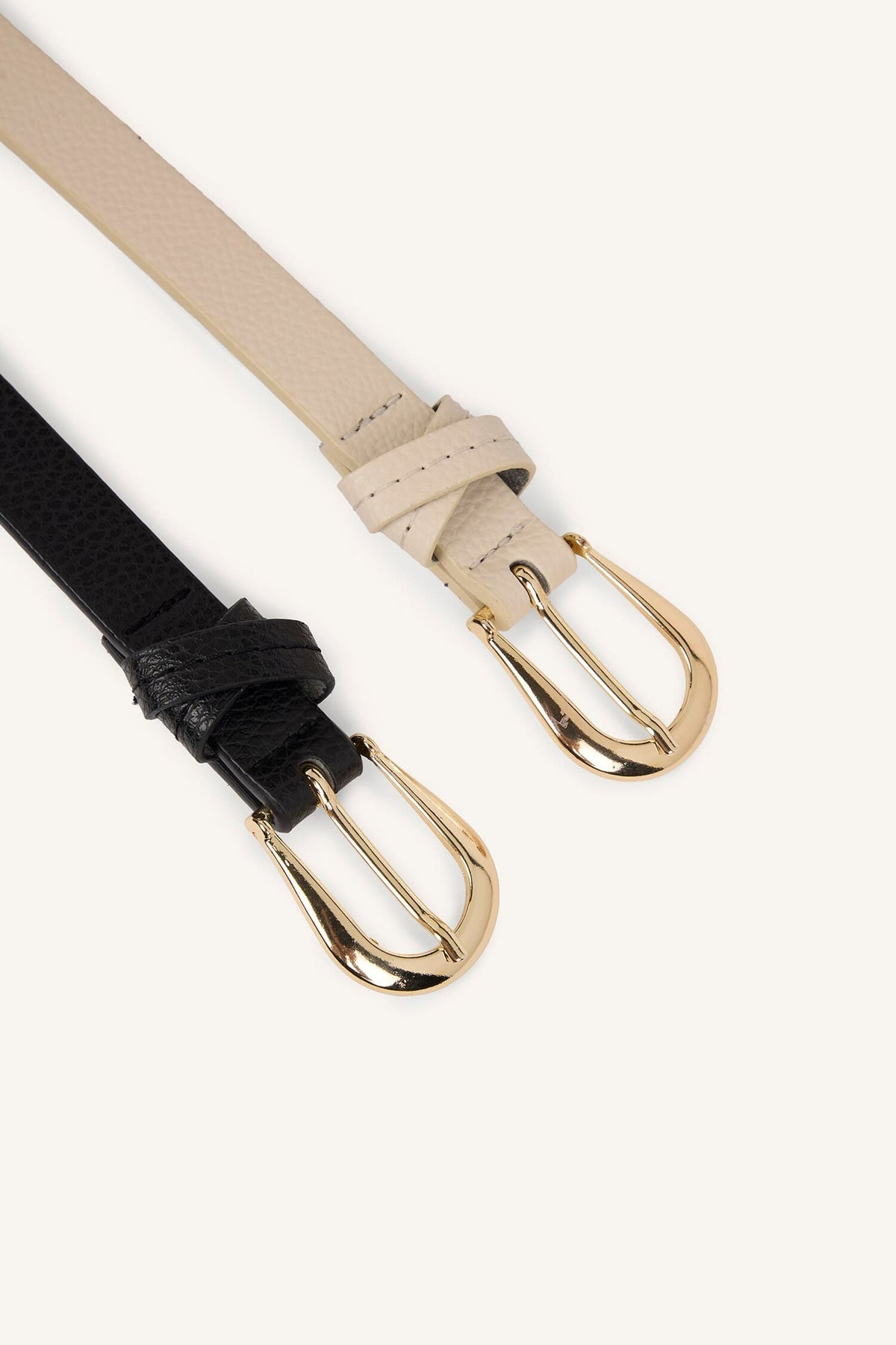 Women Oval Metal Buckle Faux Leather 2-Pack Casual Belt