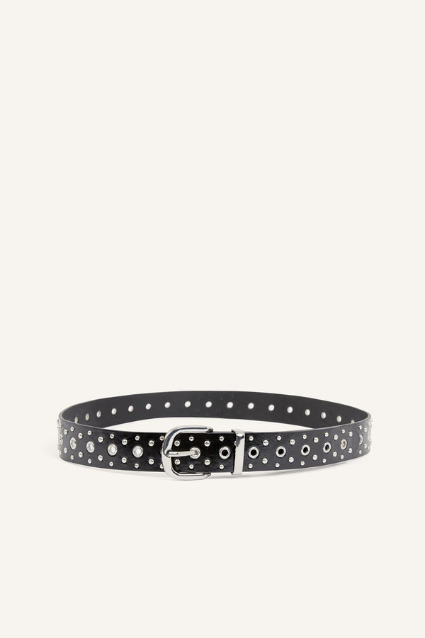 Women Rectangle Buckle Faux Leather Jean Black Belt