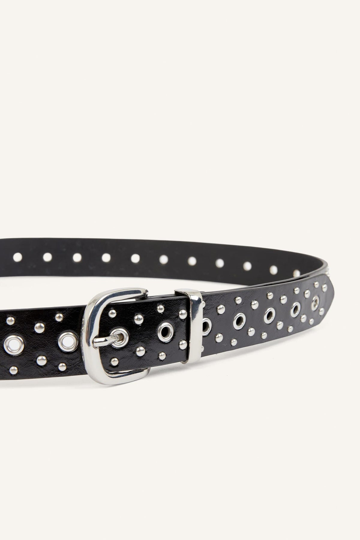 Women Rectangle Buckle Faux Leather Jean Black Belt