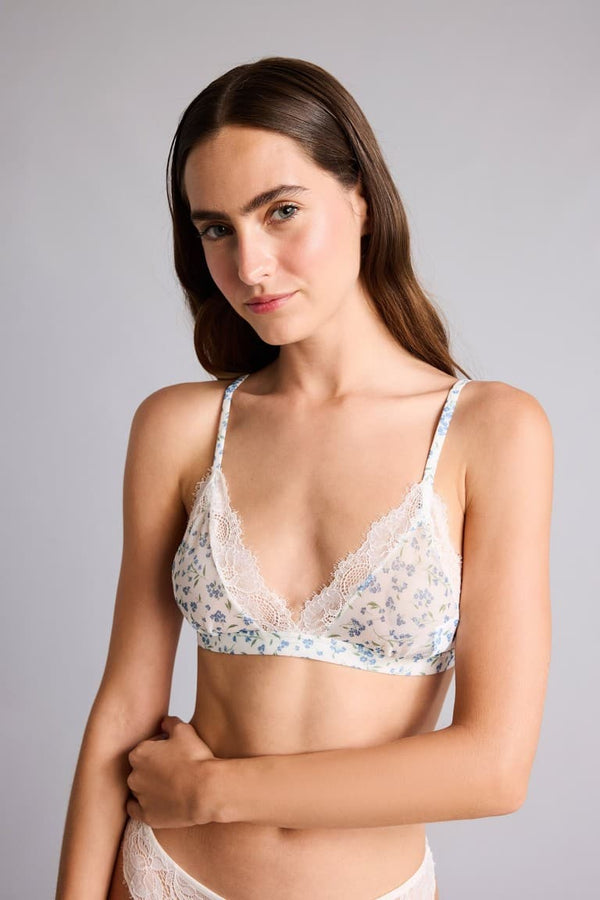 Tulle Light Blue Cupless Bra