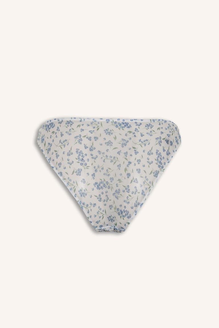 Elastic Waistband Floral Light Blue Tulle Panties