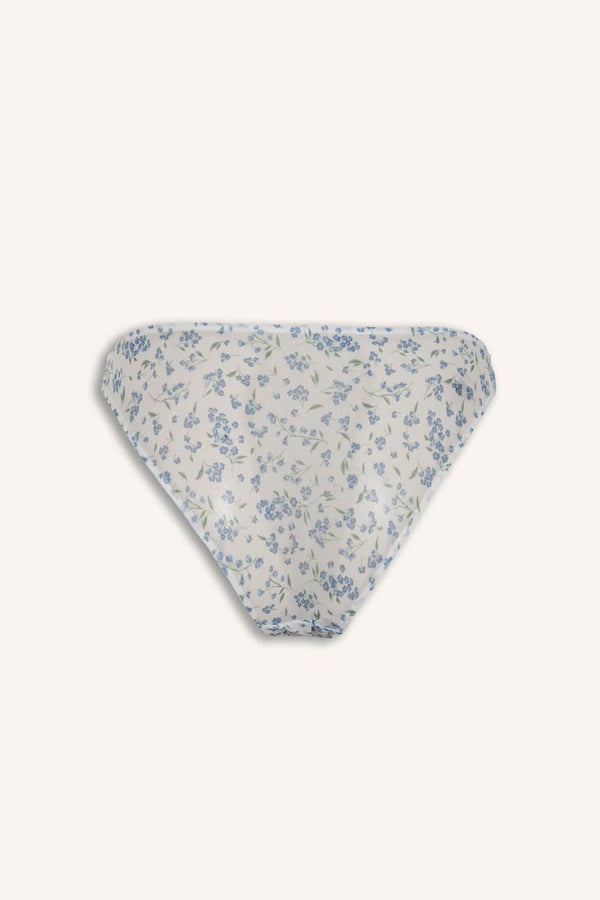 Elastic Waistband Floral Light Blue Tulle Panties