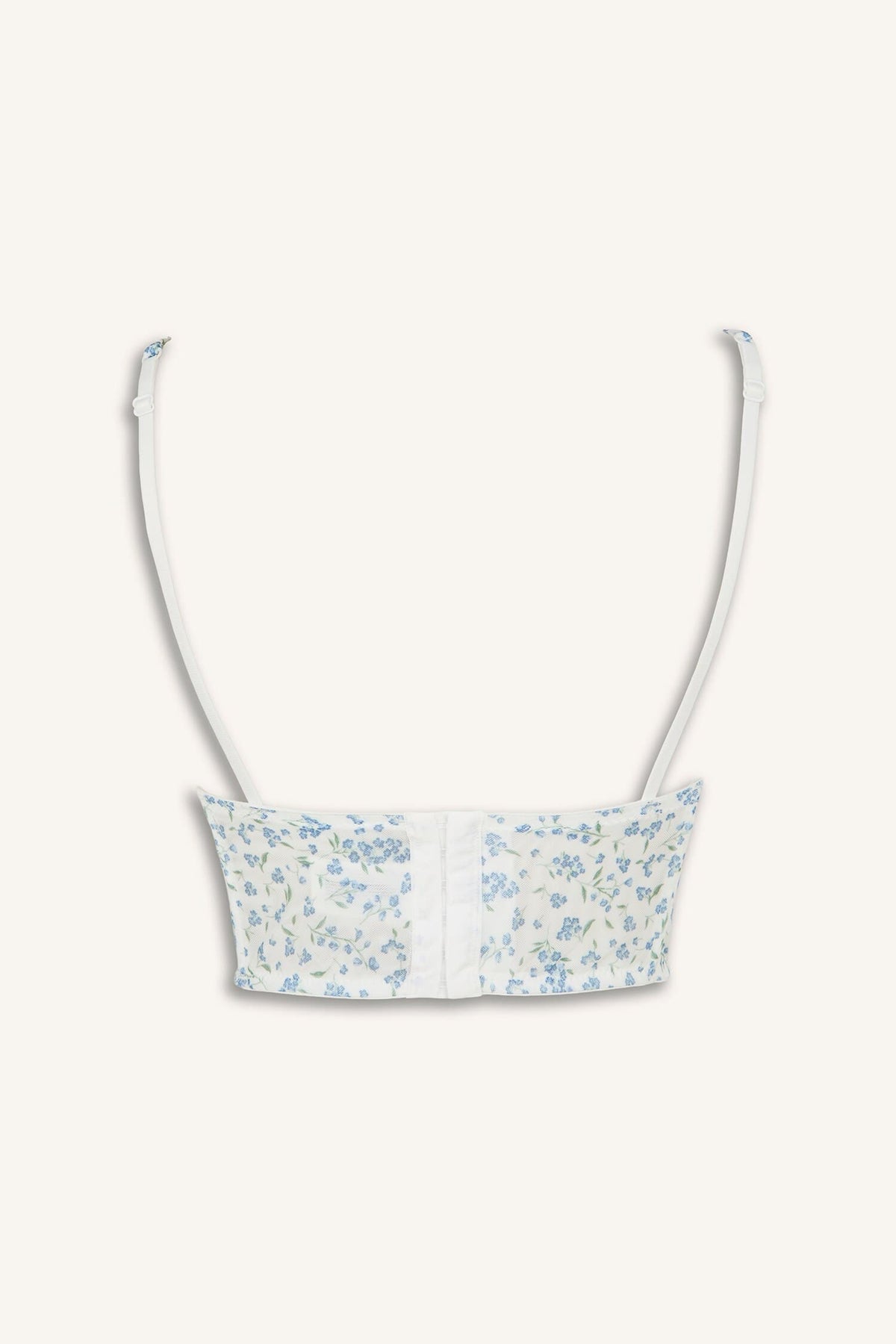 Floral Thin Strap Lace Detailed Light Blue Pajama Top