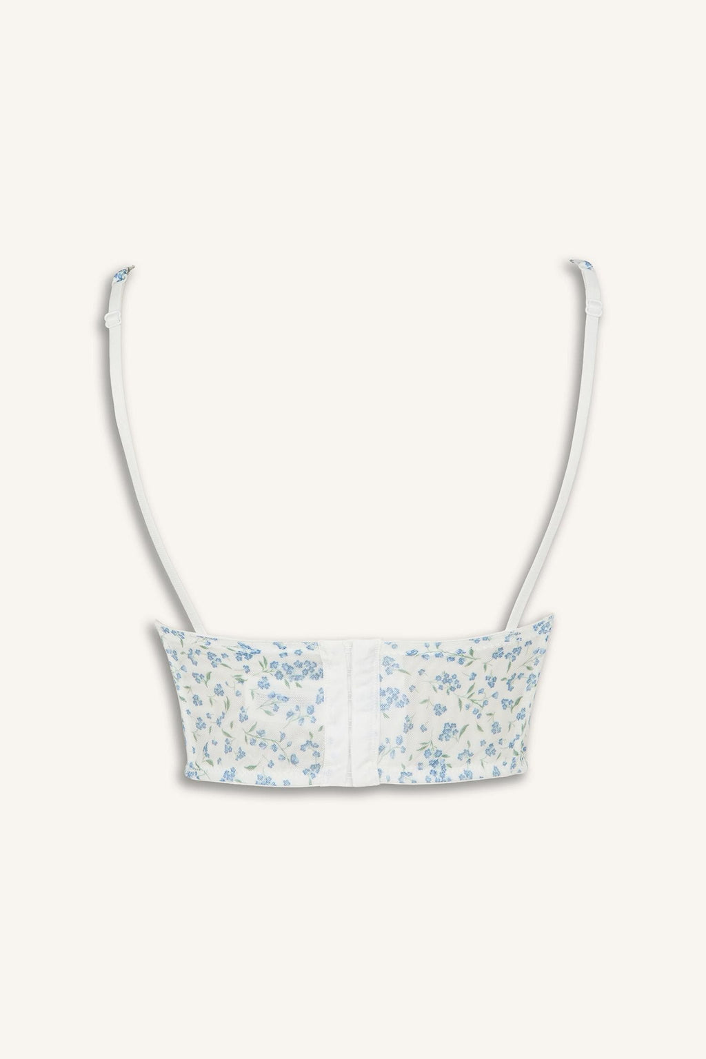 Floral Thin Strap Lace Detailed Light Blue Pajama Top