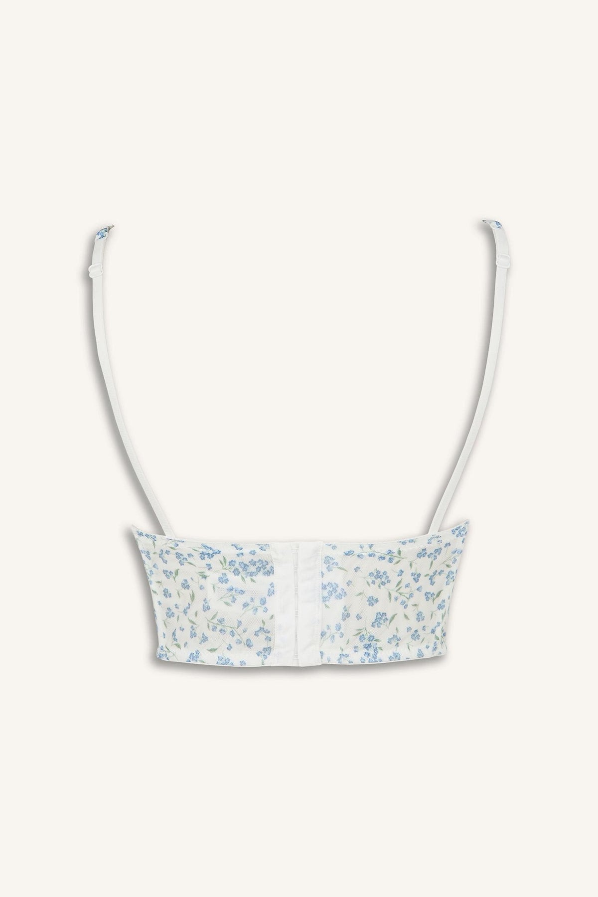 Floral Thin Strap Lace Detailed Light Blue Pajama Top