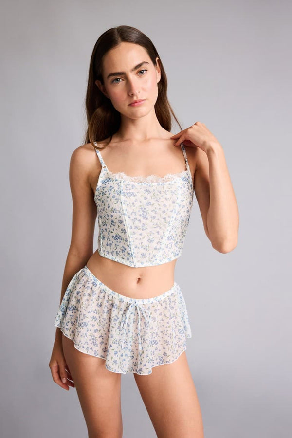 Floral Light Blue Shorts Pajama Bottoms