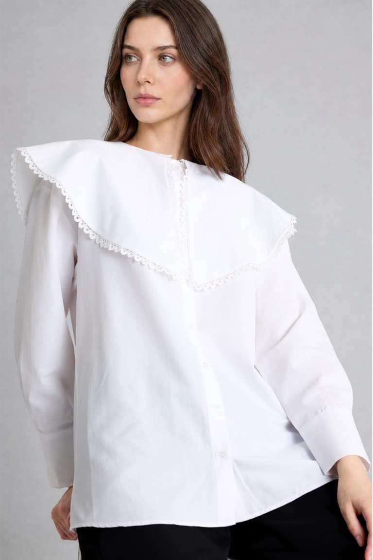 Regular Fit Poplin Long Sleeve Ecru Tunic