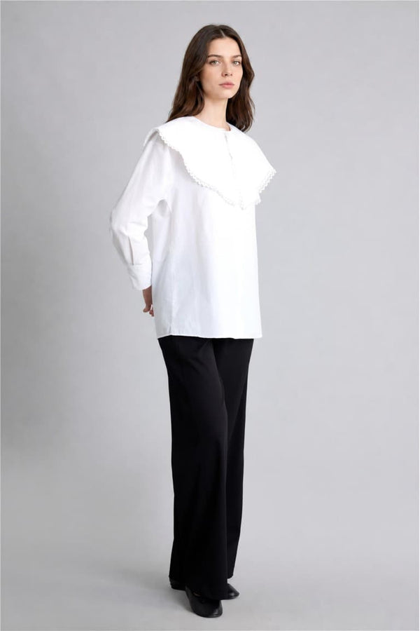 Regular Fit Poplin Long Sleeve Ecru Tunic