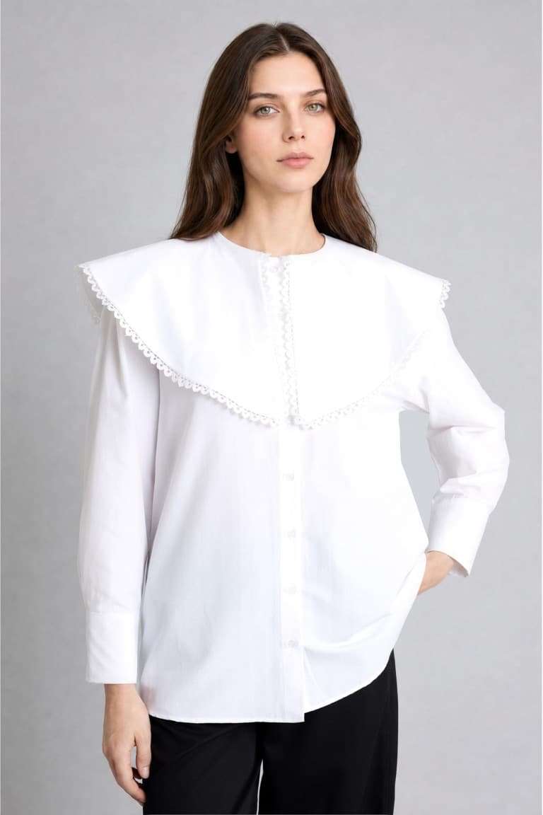 Regular Fit Poplin Long Sleeve Ecru Tunic