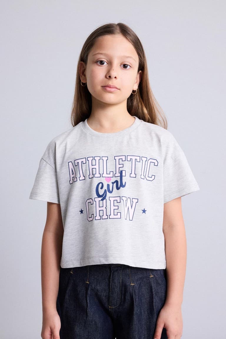 Crew Neck Printed Short Sleeve T-Shirt Girls Main image
