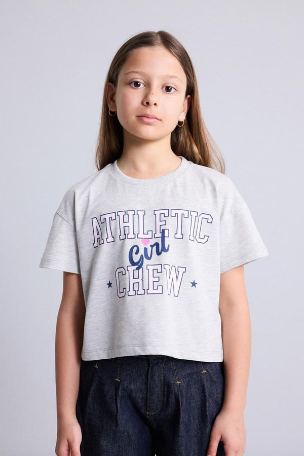 Crew Neck Printed Short Sleeve T-Shirt Girls