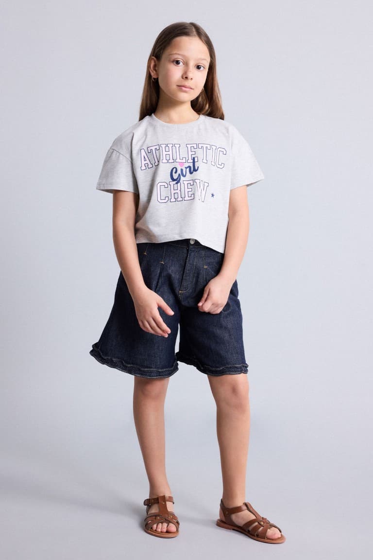 Crew Neck Printed Short Sleeve T-Shirt Girls Secondary image