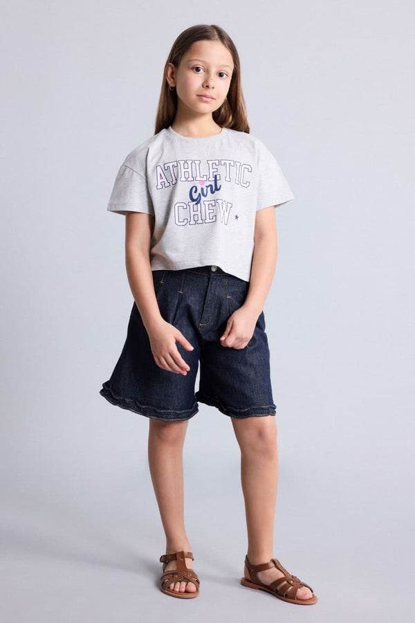 Crew Neck Printed Short Sleeve T-Shirt Girls