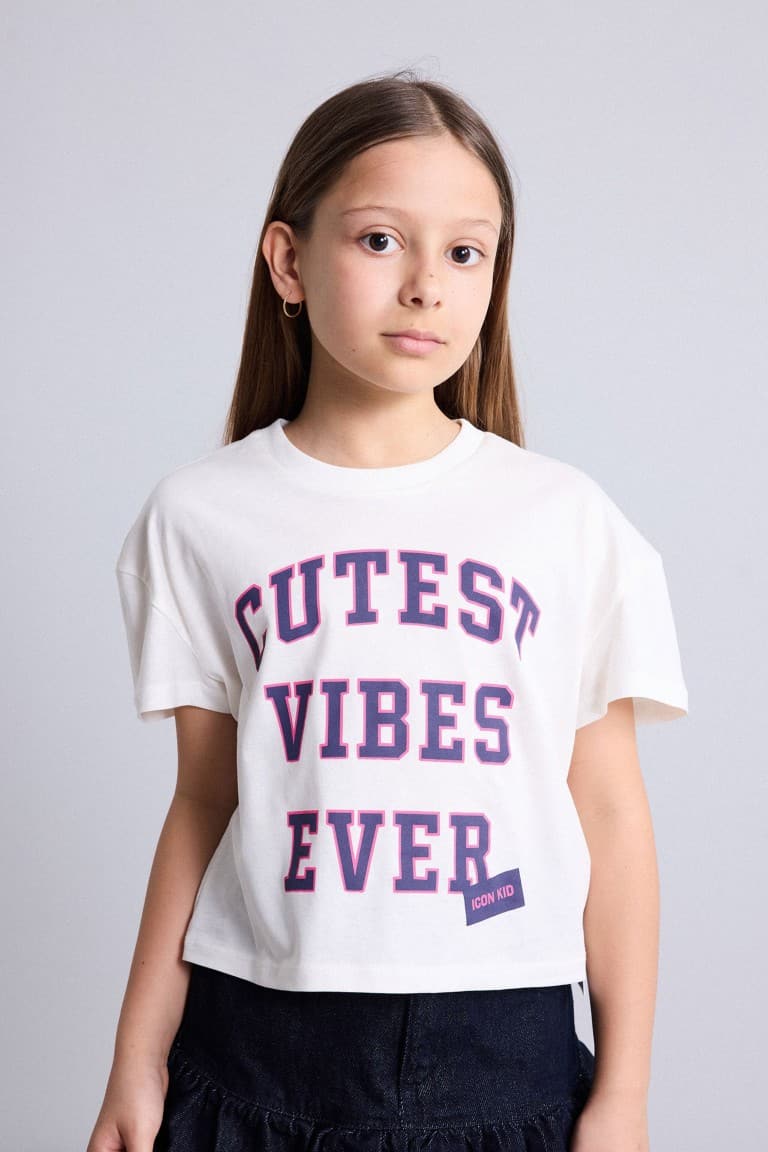100% Cotton Crew Neck Printed Short Sleeve T-Shirt Girls Main image