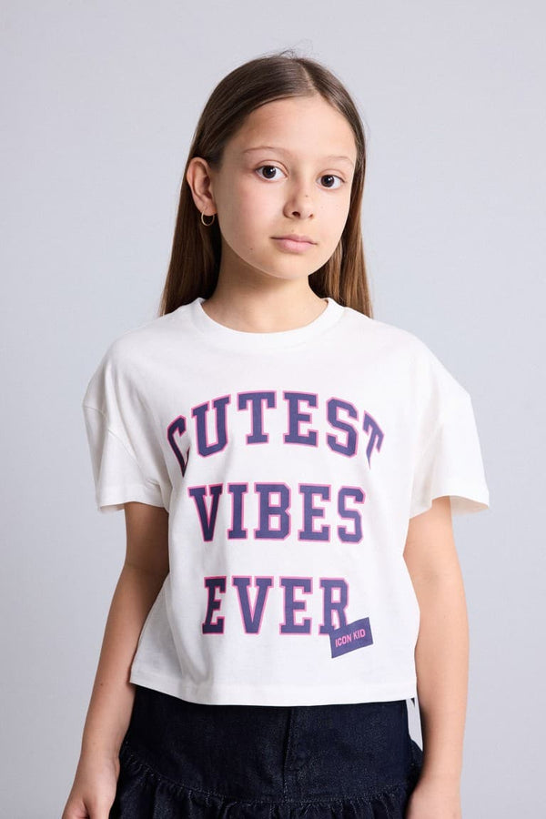 100% Cotton Crew Neck Printed Short Sleeve T-Shirt Girls