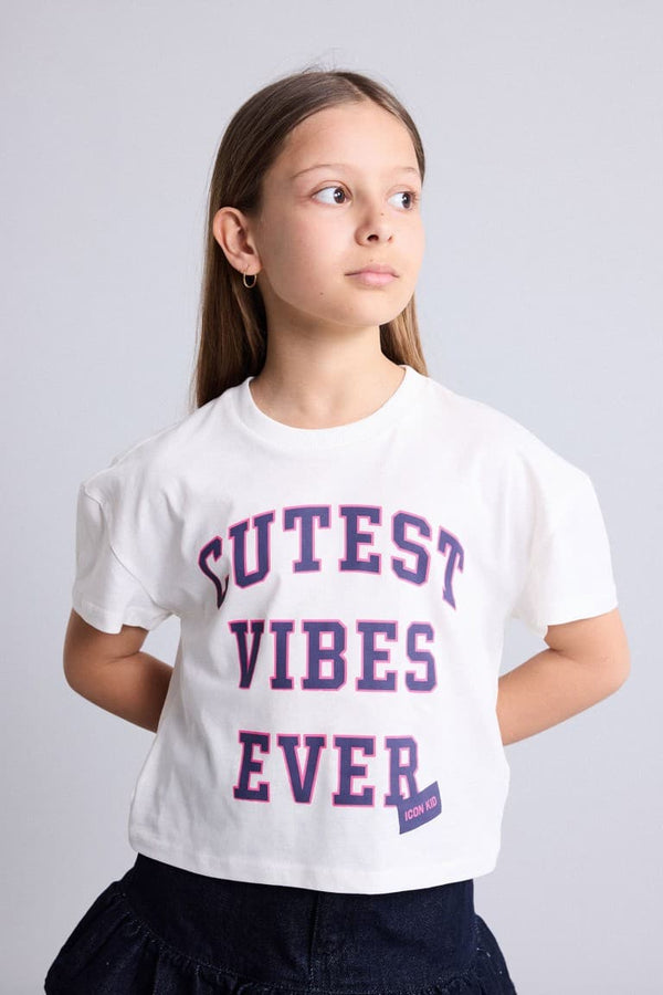 100% Cotton Crew Neck Printed Short Sleeve T-Shirt Girls
