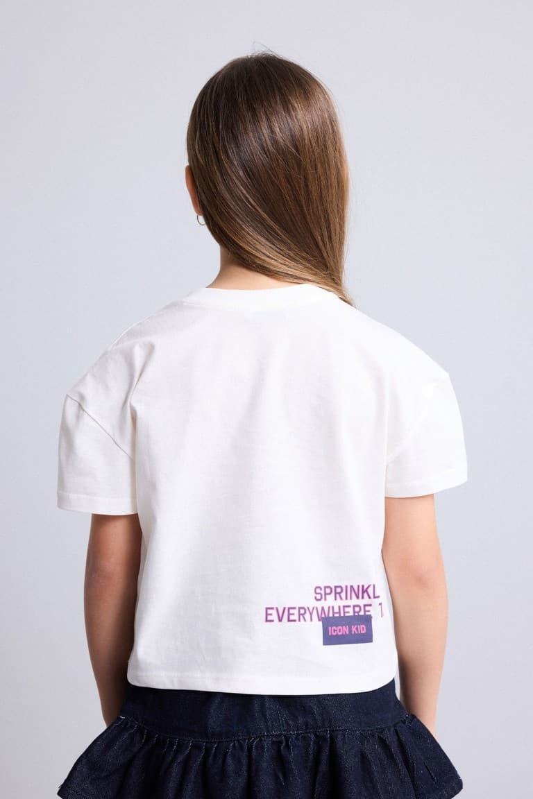 100% Cotton Crew Neck Printed Short Sleeve T-Shirt Girls