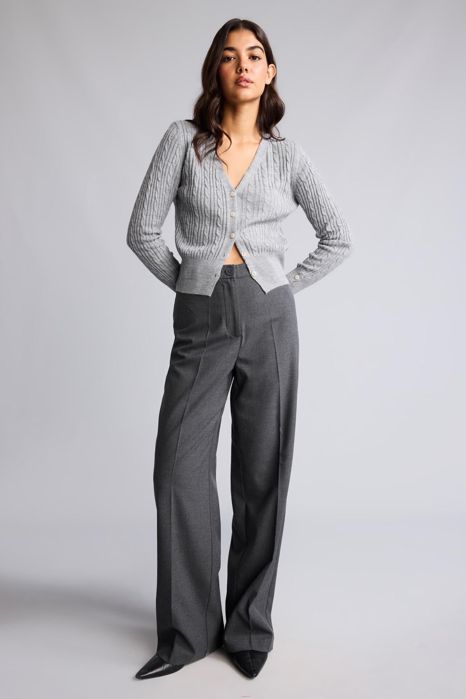 Straıght Fit High Waist Standard Size Flannel Trousers Secondary image