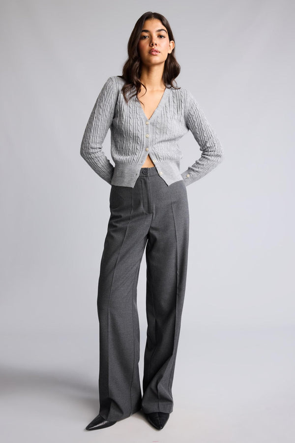 Straıght Fit High Waist Standard Size Flannel Trousers