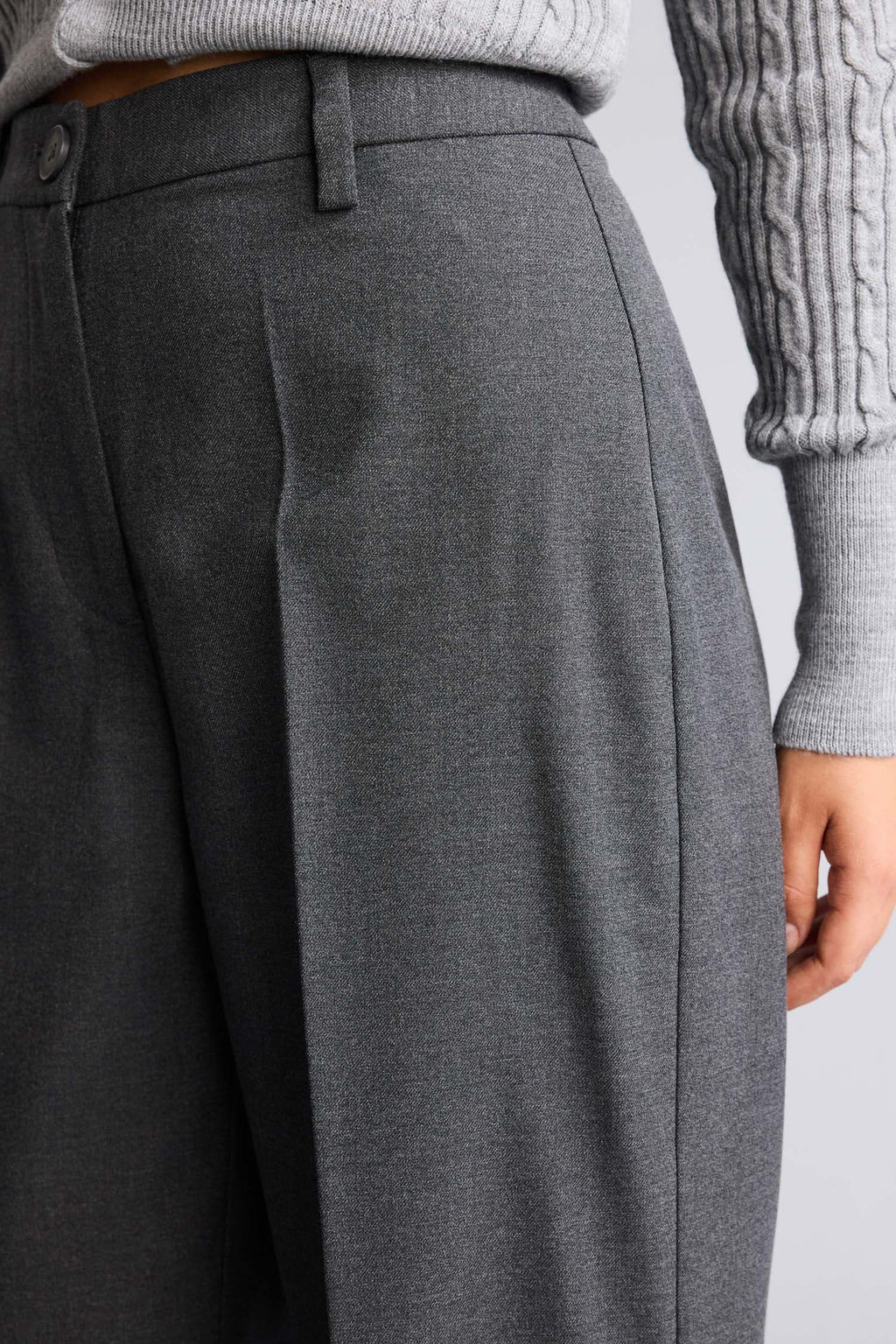Straıght Fit High Waist Standard Size Flannel Trousers