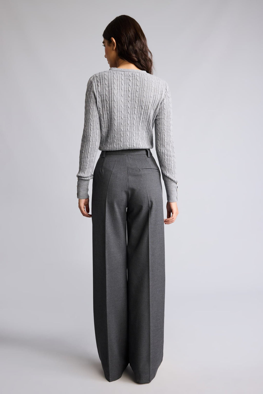 Straıght Fit High Waist Standard Size Flannel Trousers