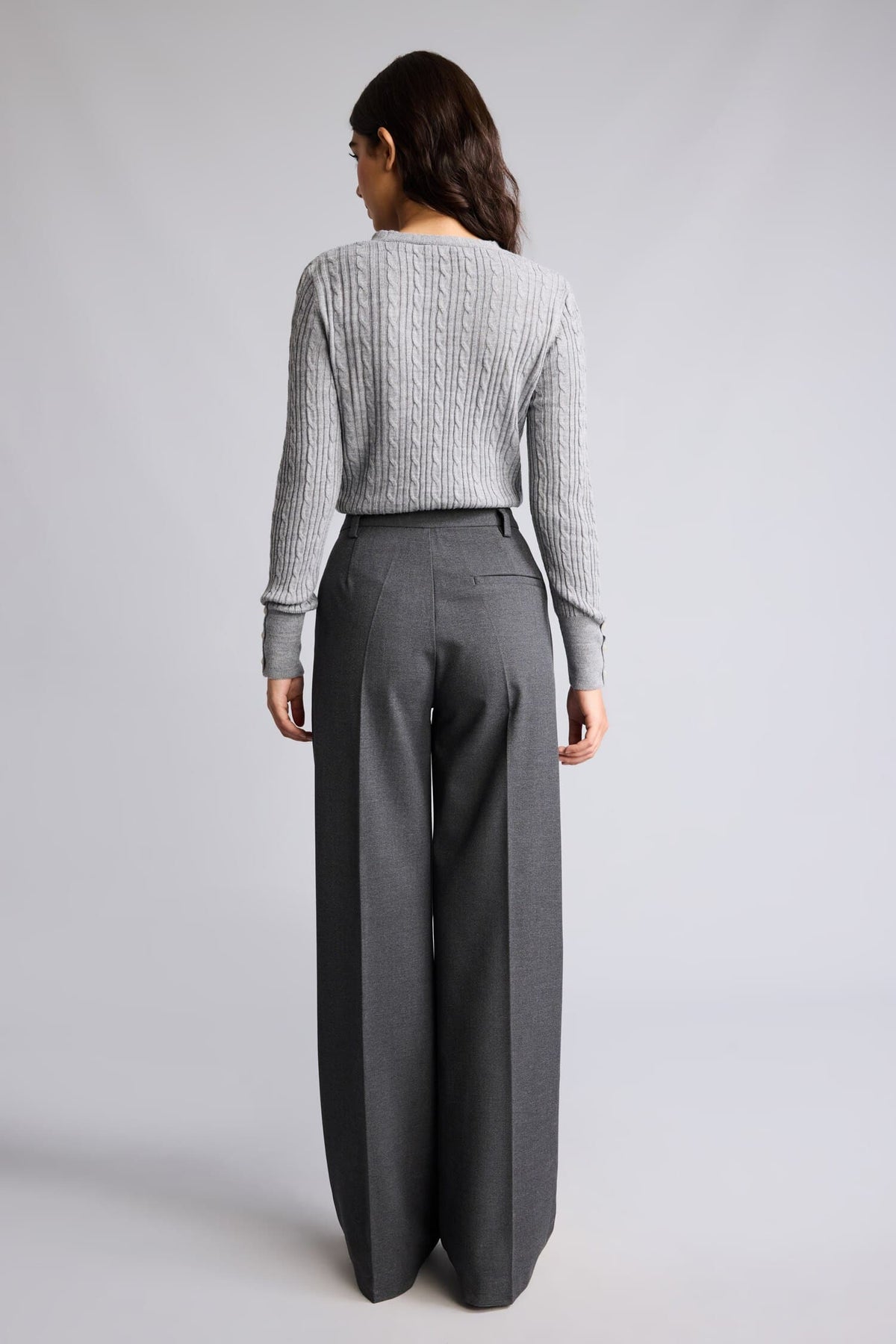 Straıght Fit High Waist Standard Size Flannel Trousers