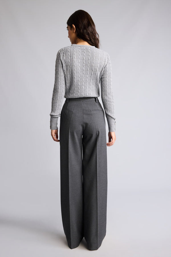 Straıght Fit High Waist Standard Size Flannel Trousers