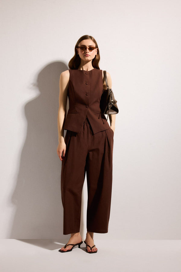 Linen Blend Buttoned Vest
