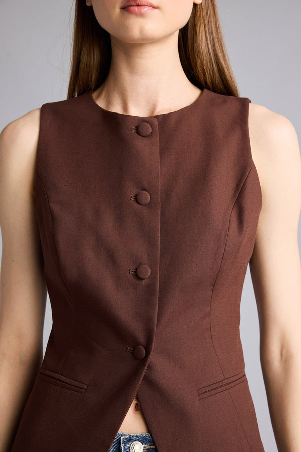 Linen Blend Buttoned Vest