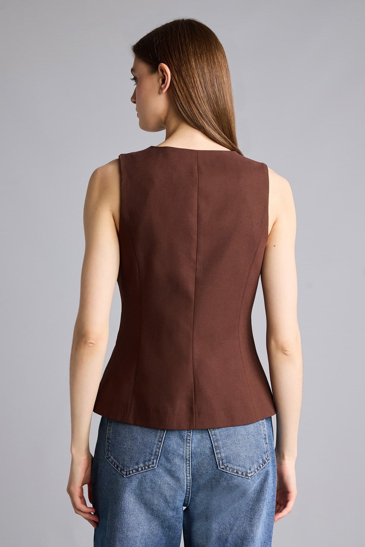Linen Blend Buttoned Vest