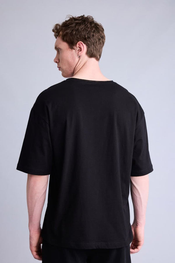100% Cotton Boxy Fit V-Neck Pressed Washed Effect Short Sleeve T-Shirt