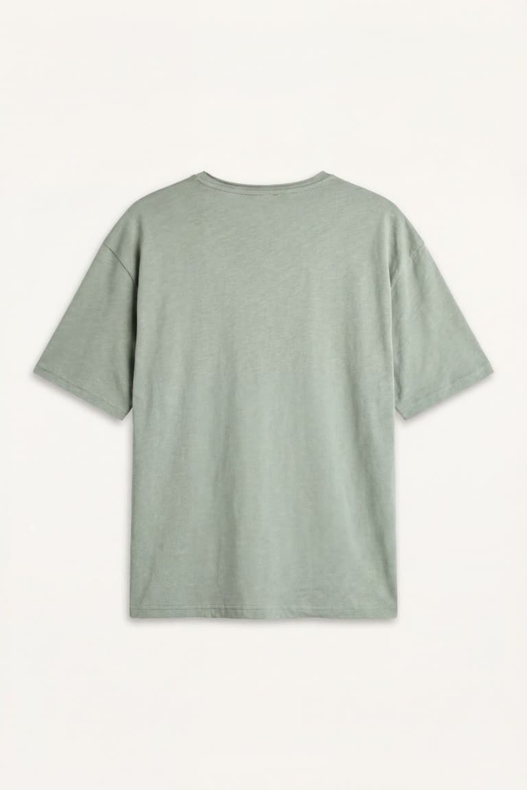 100% Cotton Boxy Fit V-Neck Pressed Washed Effect Short Sleeve T-Shirt